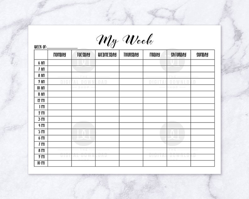 Time Blocking Planner Printable Weekly Planner Time 