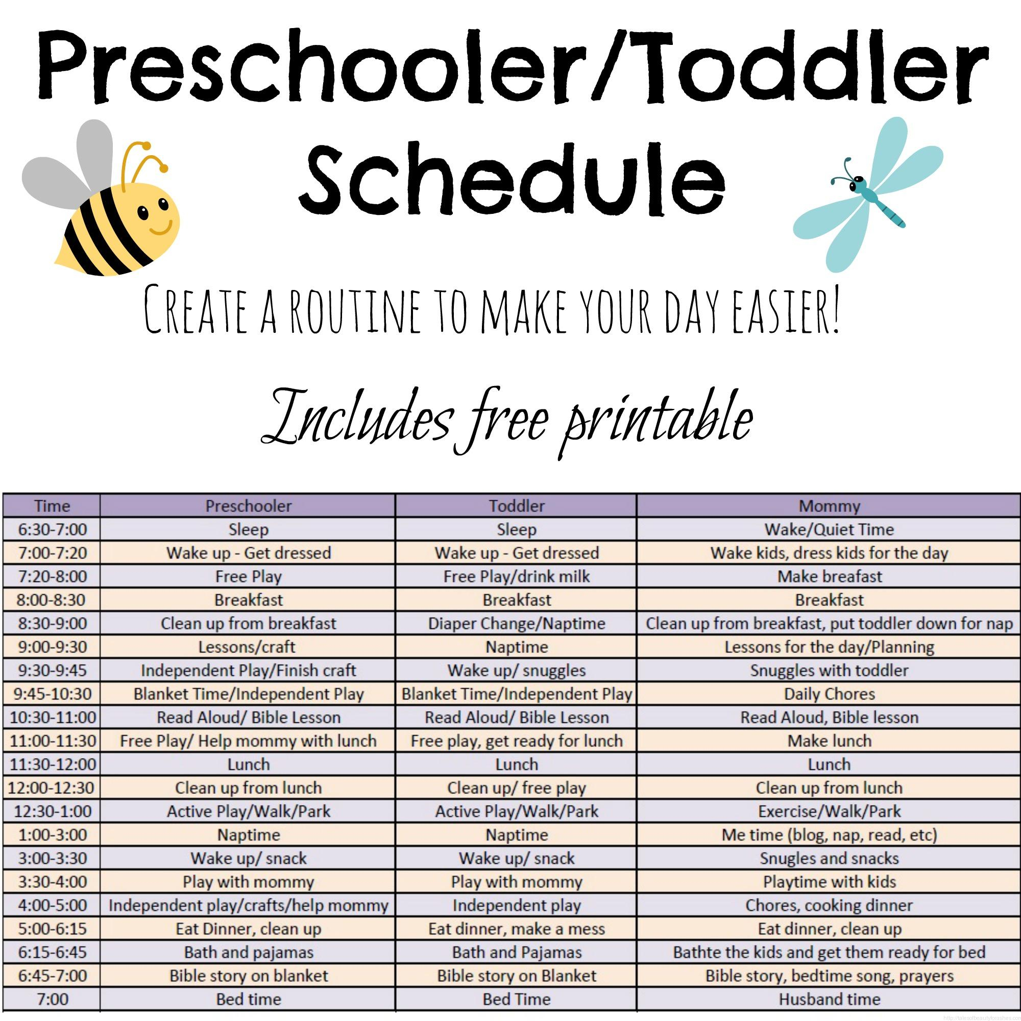 Toddler And Preschooler Daily Schedule Tales Of Beauty
