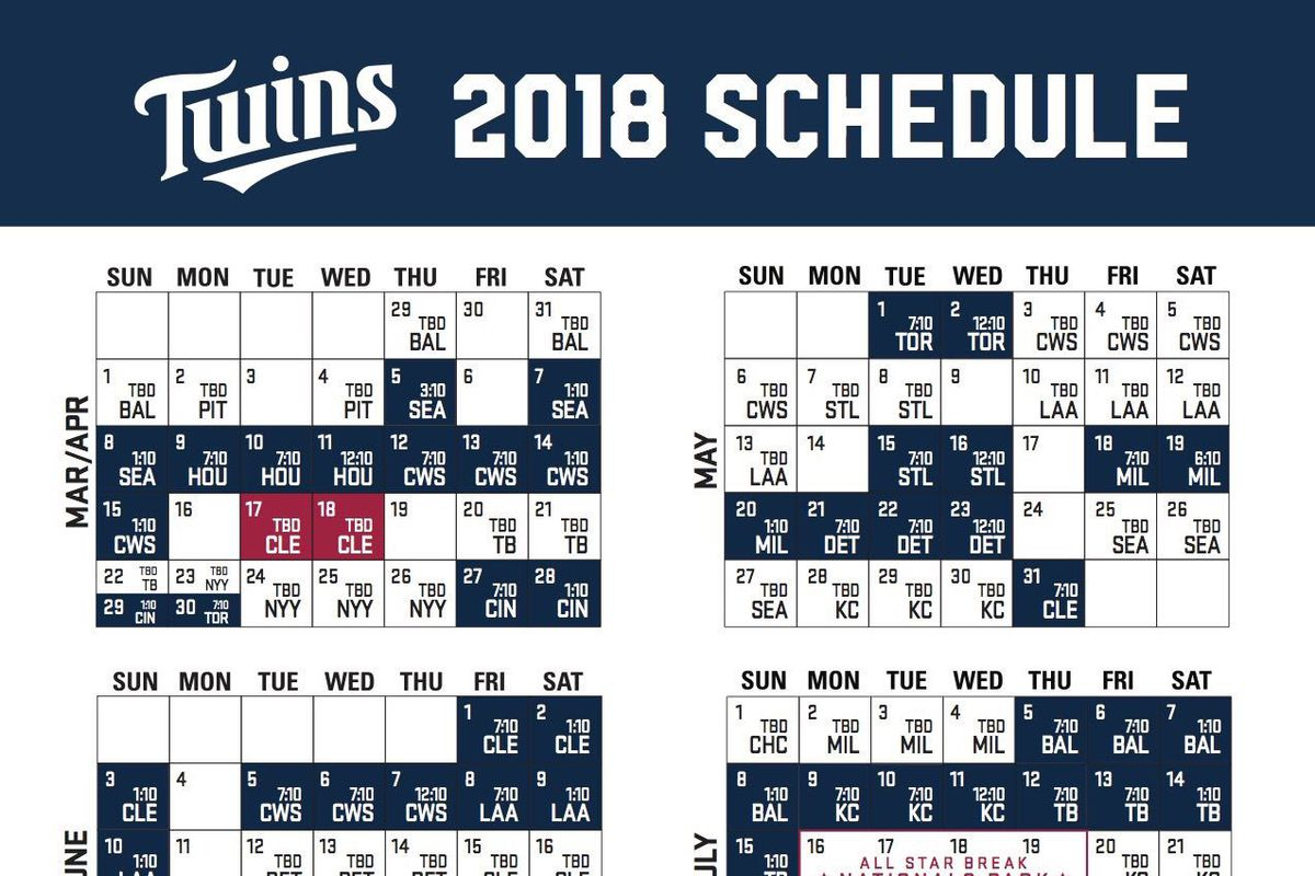 Twins 2018 Season Schedule Released Twinkie Town