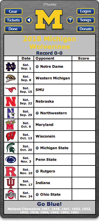 michigan football tour schedule