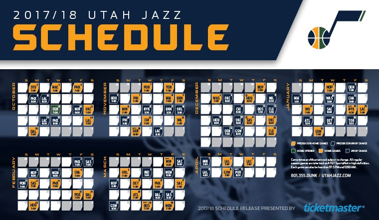 Utah Jazz Announce 2017 18 Regular Season Schedule Utah Jazz