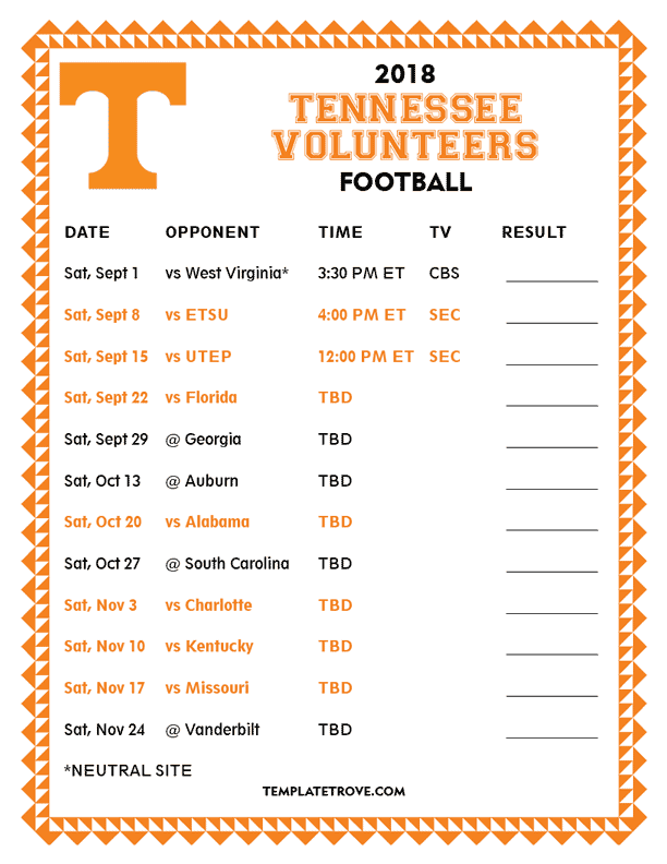 Utk Football Schedule 2020