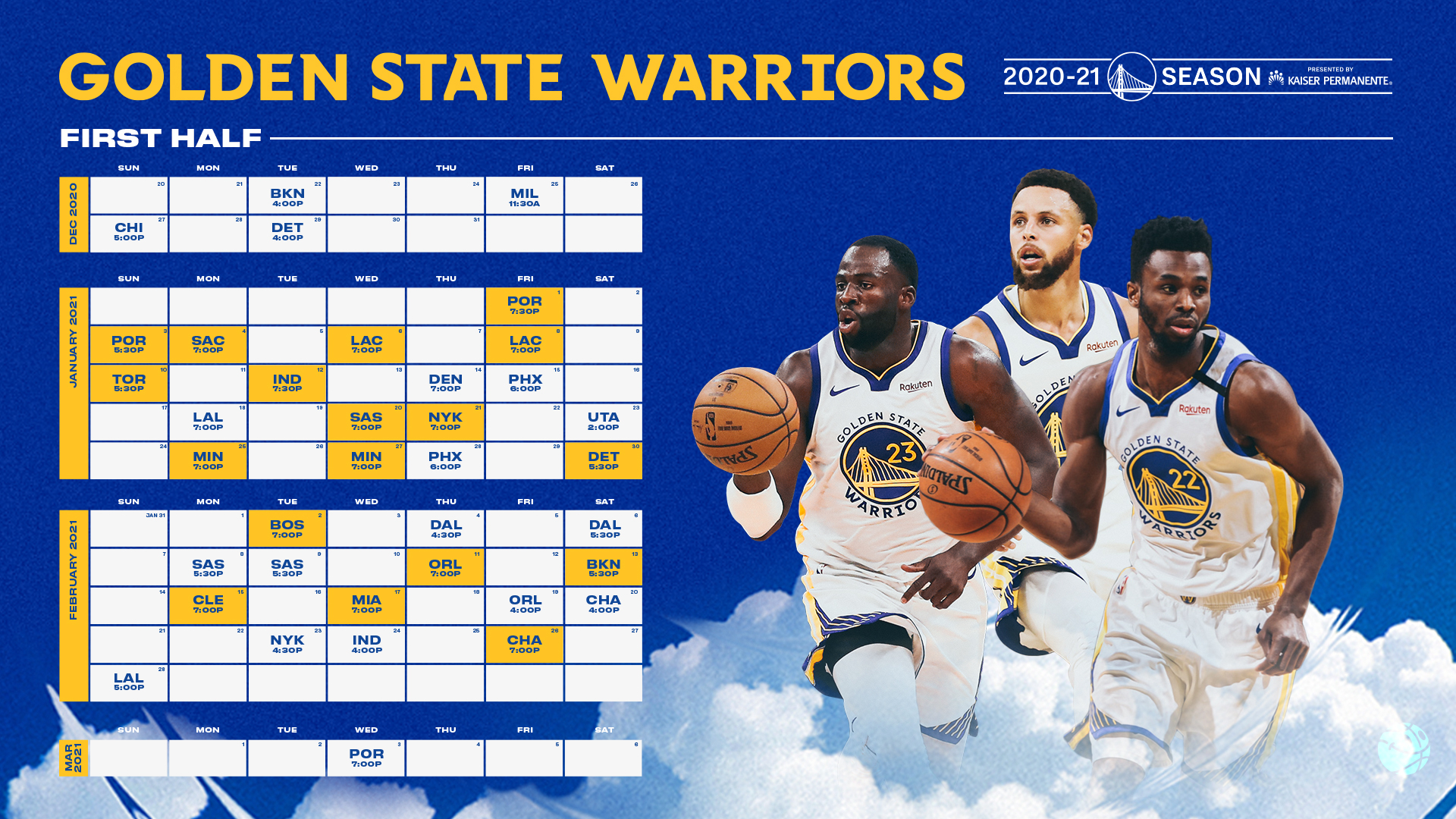 Warriors Announce First Half Of 2020 21 Season Golden 