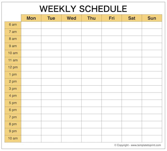Weekly Calendar Schedule Maker
