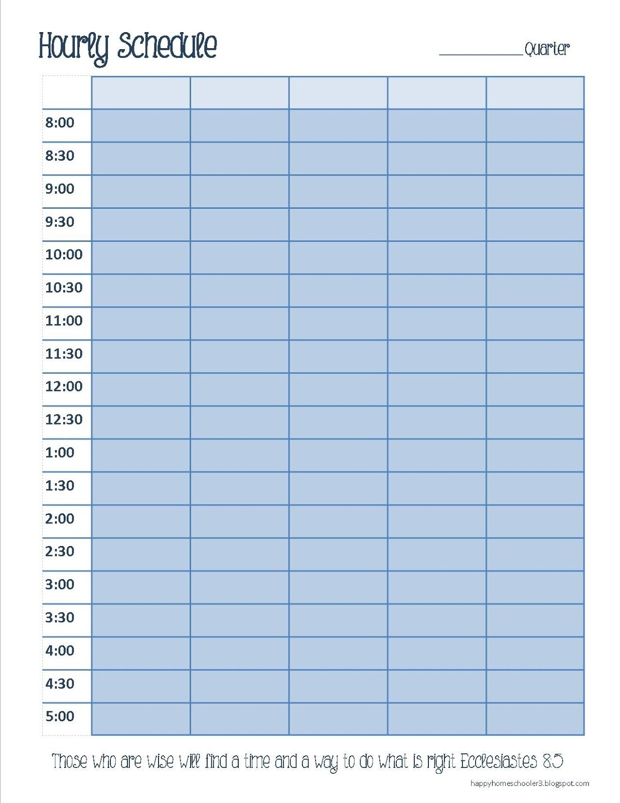 Weekly Hourly Planner Template Cute Printable Blank 