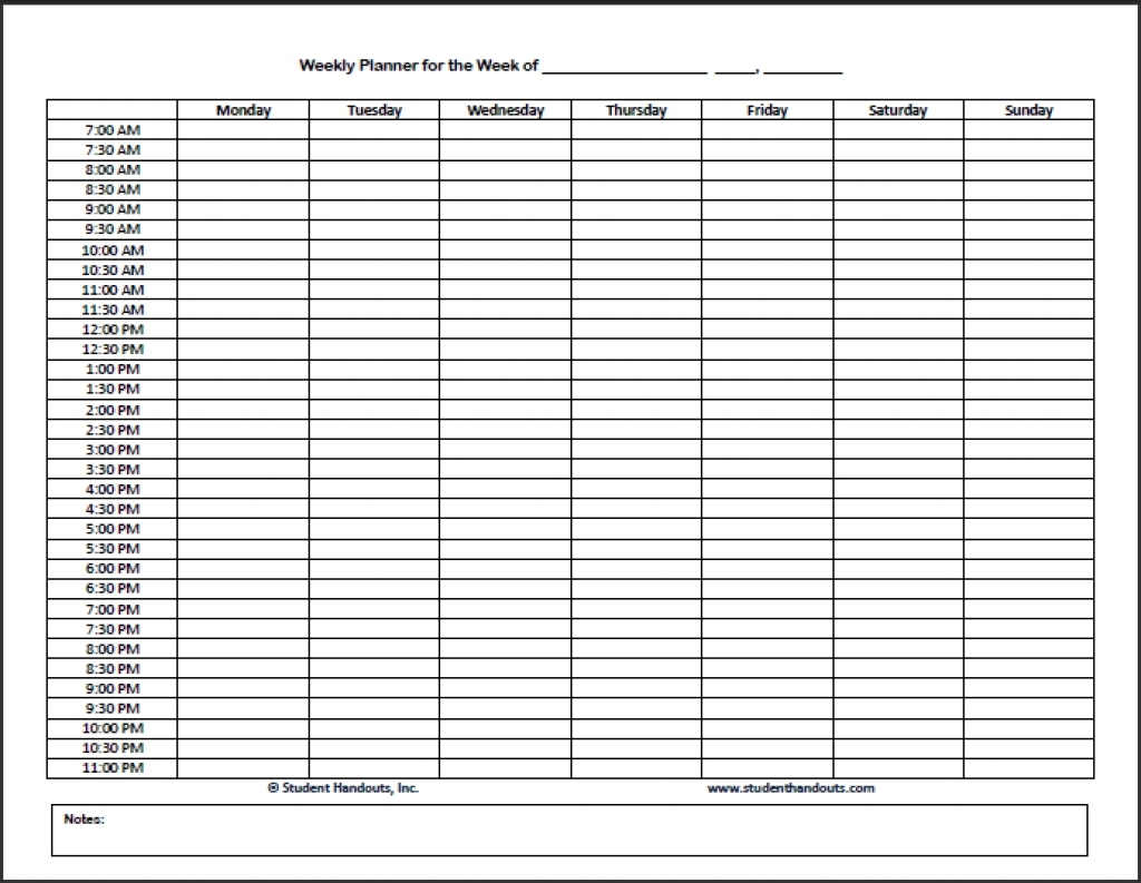 Weekly Planner With Time Slots Printable Free Calendar 