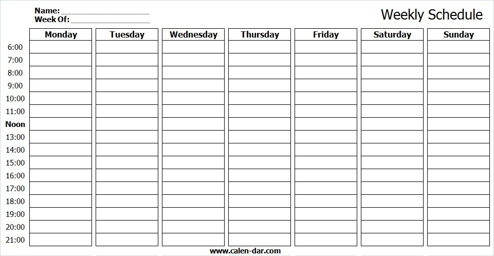 Weekly Schedule Maker Template Weekly Planner Blank 