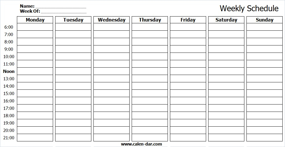 Weekly Schedule Maker Template Weekly Planner Blank 