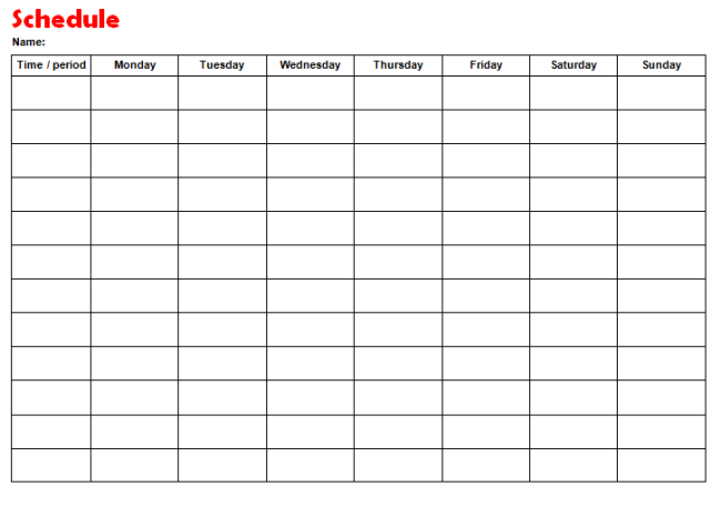 Weekly Schedule Template Word Print Outs Kids Schedule 