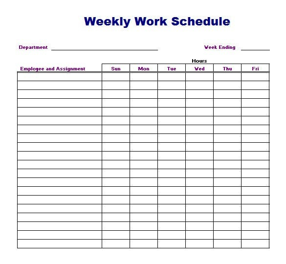 Weekly Work Schedule Printable - FreePrintableTM.com | FreePrintableTM.com