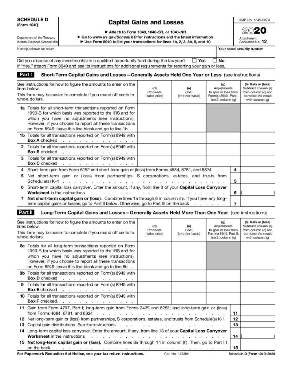 What Is Form 1040 Schedule D Fill Online Printable