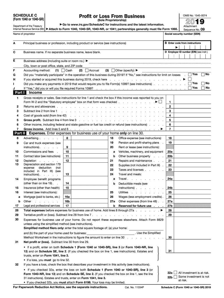 What Is Schedule C On Form 1040 