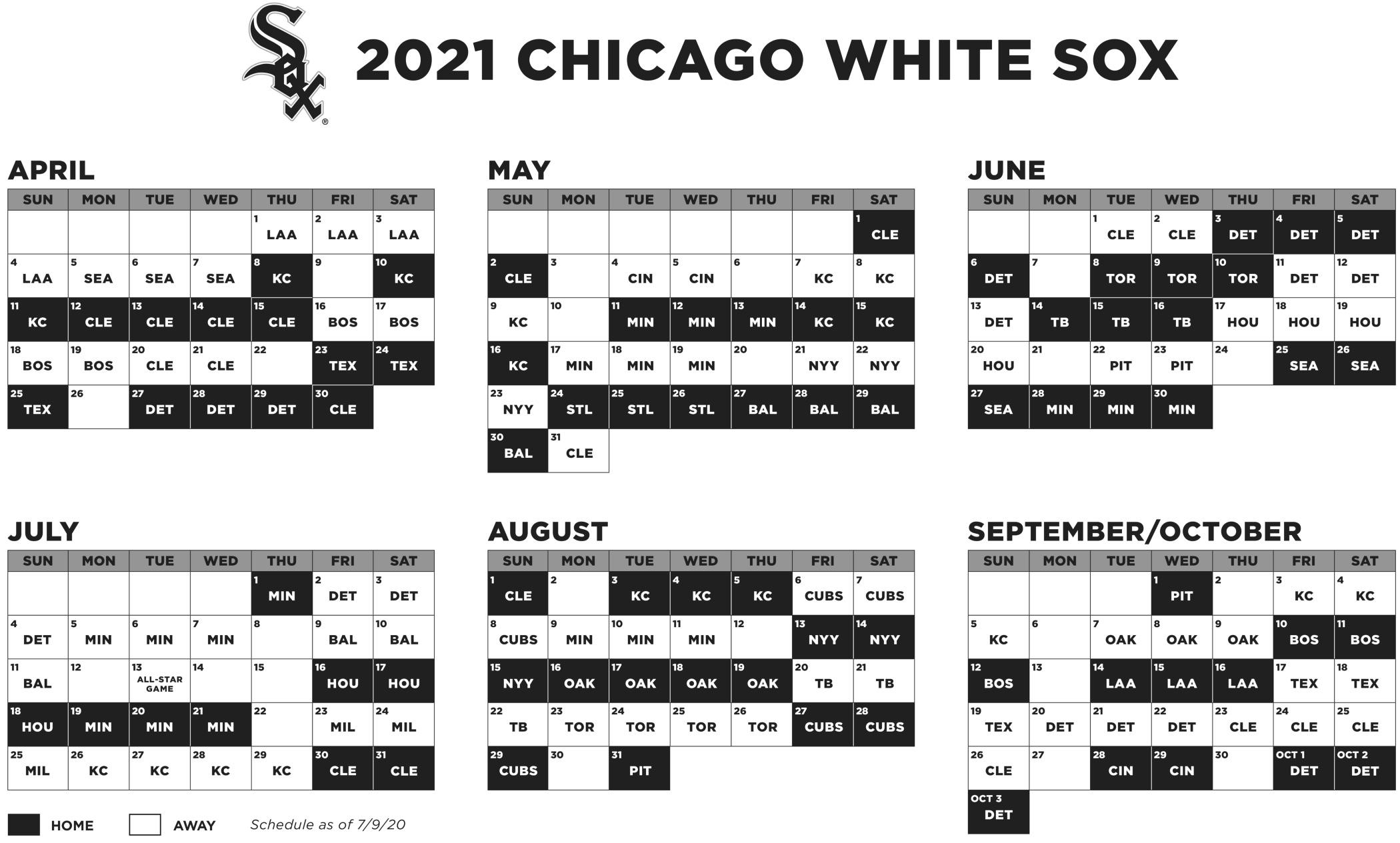 White Sox 2021 Schedule Whitesox