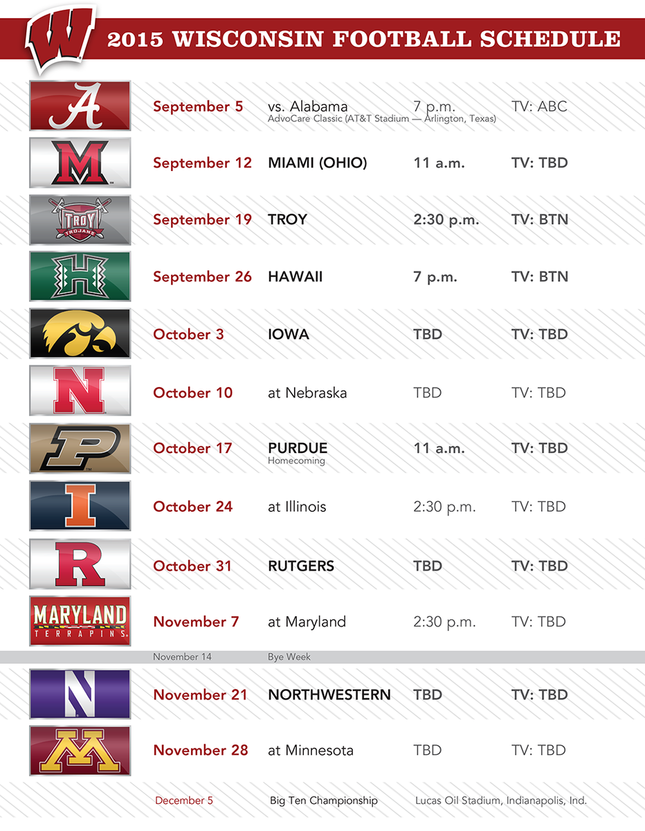 Badger Football Printable Schedule - Printable World Holiday