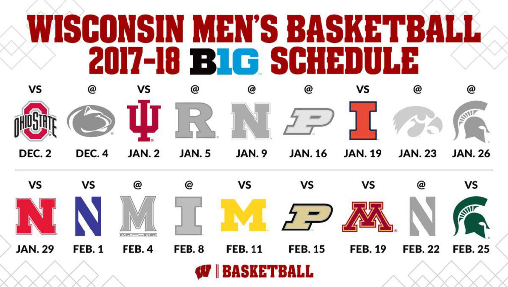 Wisconsin Basketball Big Ten Schedule Released Bucky S