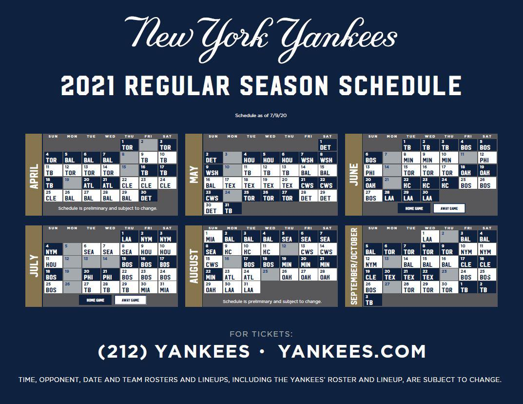  Yankees 2021 Regular Season Schedule NYYankees