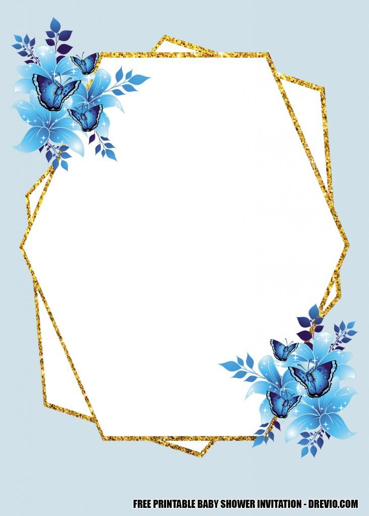 12 FREE Blue Floral Gold Invitation Templates 