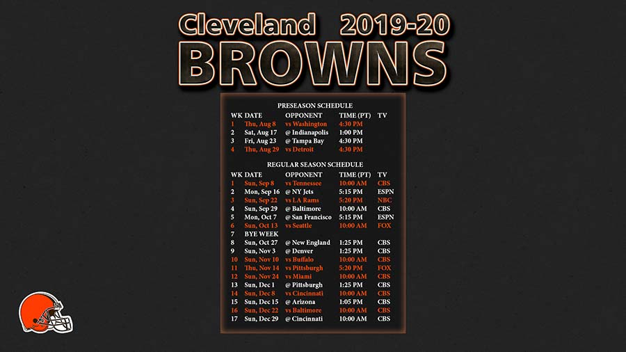 2019 2020 Cleveland Browns Wallpaper Schedule