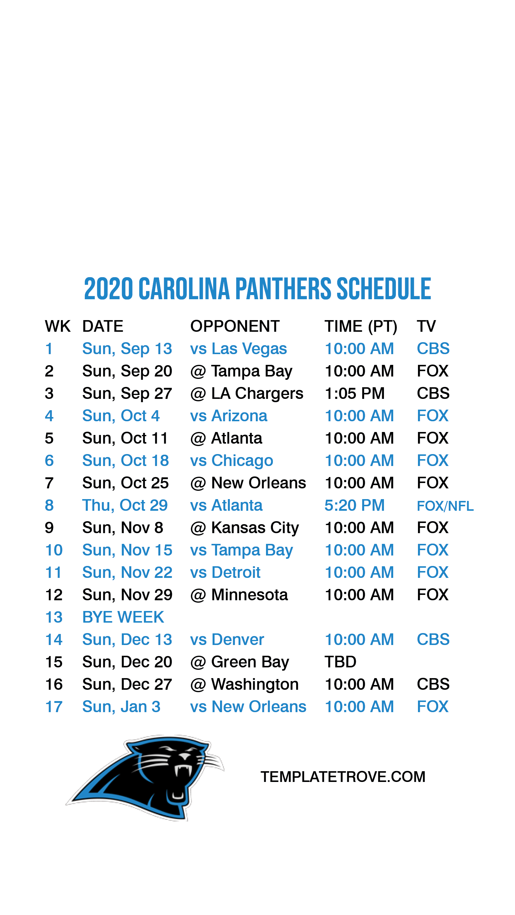 2020 2025 Carolina Panthers Lock Screen Schedule For 