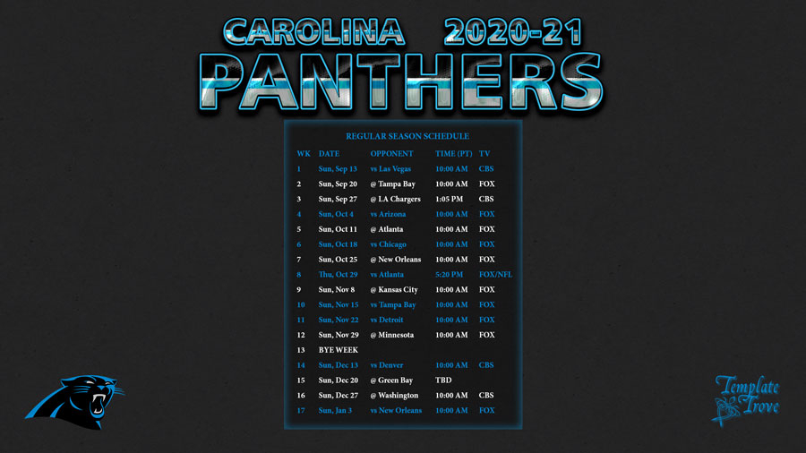 2020 2025 Carolina Panthers Wallpaper Schedule