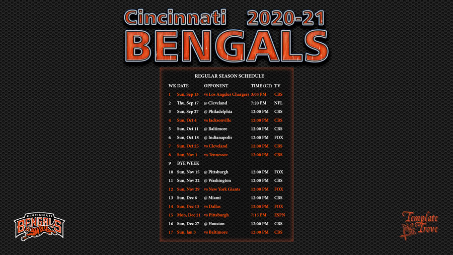 2020 2025 Cincinnati Bengals Wallpaper Schedule