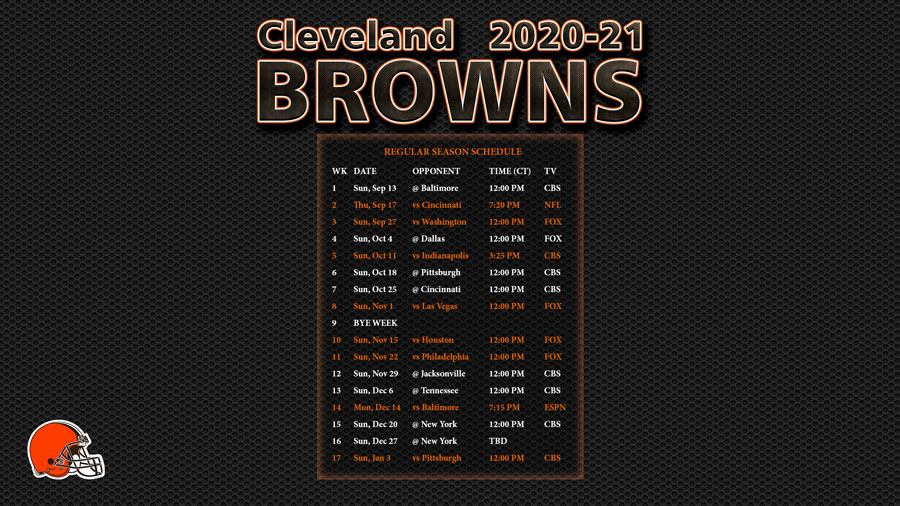 2020 2021 Cleveland Browns Wallpaper Schedule