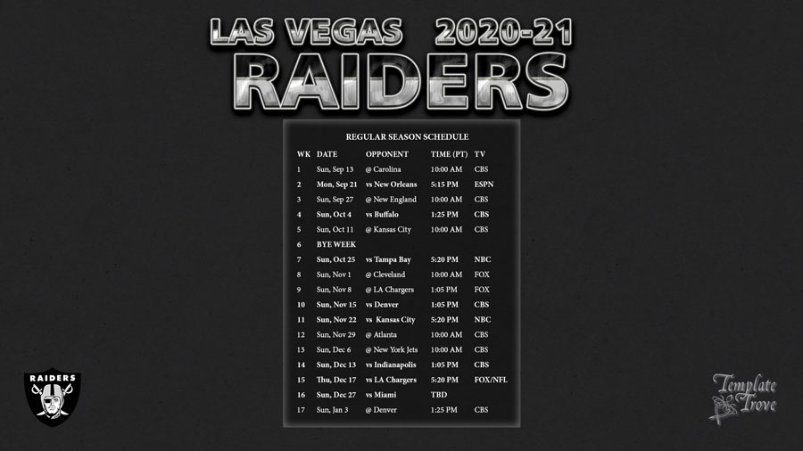 2020 2025 Las Vegas Raiders Wallpaper Schedule