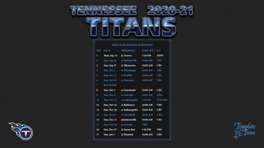 2020 2021 Tennessee Titans Wallpaper Schedule
