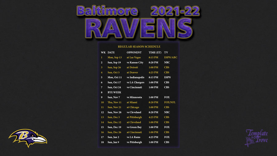 2021 2025 Baltimore Ravens Wallpaper Schedule