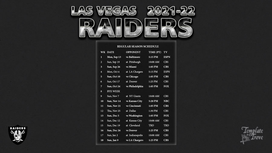 2021 2022 Las Vegas Raiders Wallpaper Schedule