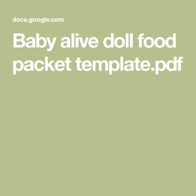 Baby Alive Doll Food Packet Template pdf Baby Alive 