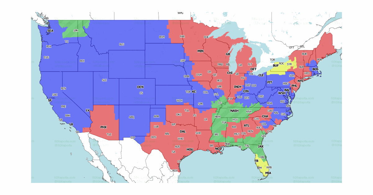 Denver Broncos At Pittsburgh Steelers TV Broadcast Map 