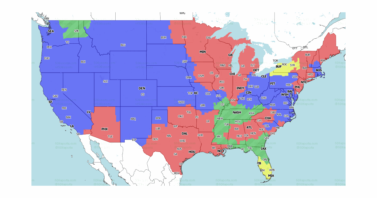 Denver Broncos At Pittsburgh Steelers TV Broadcast Map