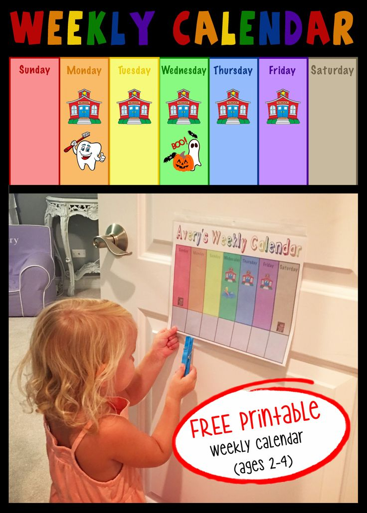 FREE Printable Toddler Weekly Calendar 