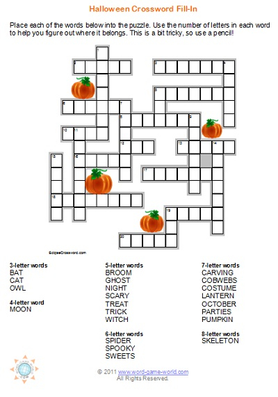 Halloween Crossword Puzzles Are Great For Your Fall Party 