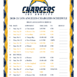 Printable 2020 2021 Los Angeles Chargers Schedule
