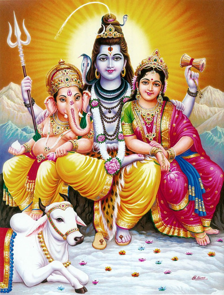 Shiva Parvati Ganesha With Nandi Poster 11 X 9