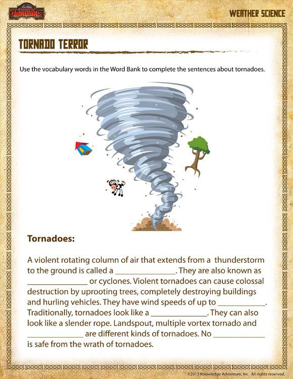 Tornado Science Worksheets 99Worksheets