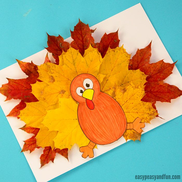 Turkey Leaf Craft Template Easy Thanksgiving Crafts Fun 