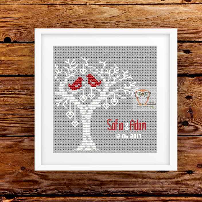 Wedding Cross Stitch Pattern Tree Of Love Sampler