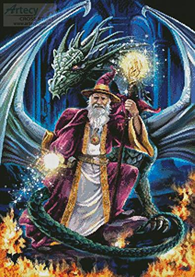 Wizard With Dragon Cross Stitch Pattern By Tereena Clarke 
