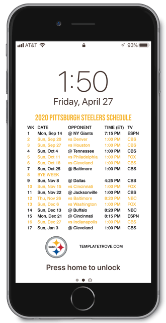 2020 2025 Pittsburgh Steelers Lock Screen Schedule For 