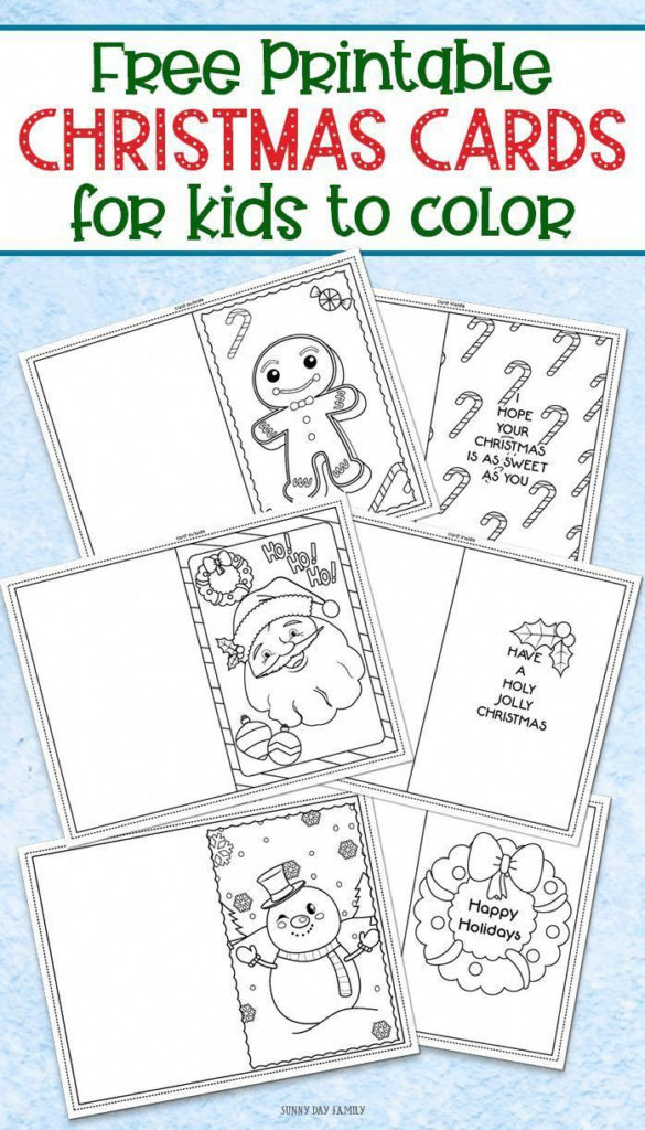 3 Free Printable Christmas Cards For Kids To Color Free 