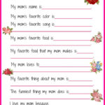 All About My Mom Free Mother S Day Printable Mother S