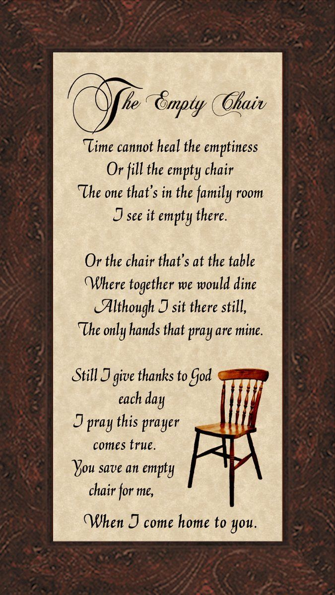 Amazon The Empty Chair Memorial Bereavement Poem 