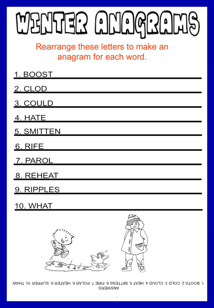 Anagrams Free Printable Winter