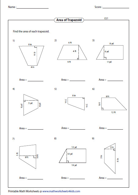 Area Of Trapezoid Worksheet Homeschooldressage