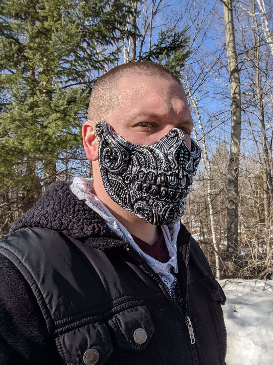 Biomechanical Skull Half Mask 3D Printable Model