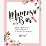 Blush Pink Floral Mimosa Bar Sign Printable By