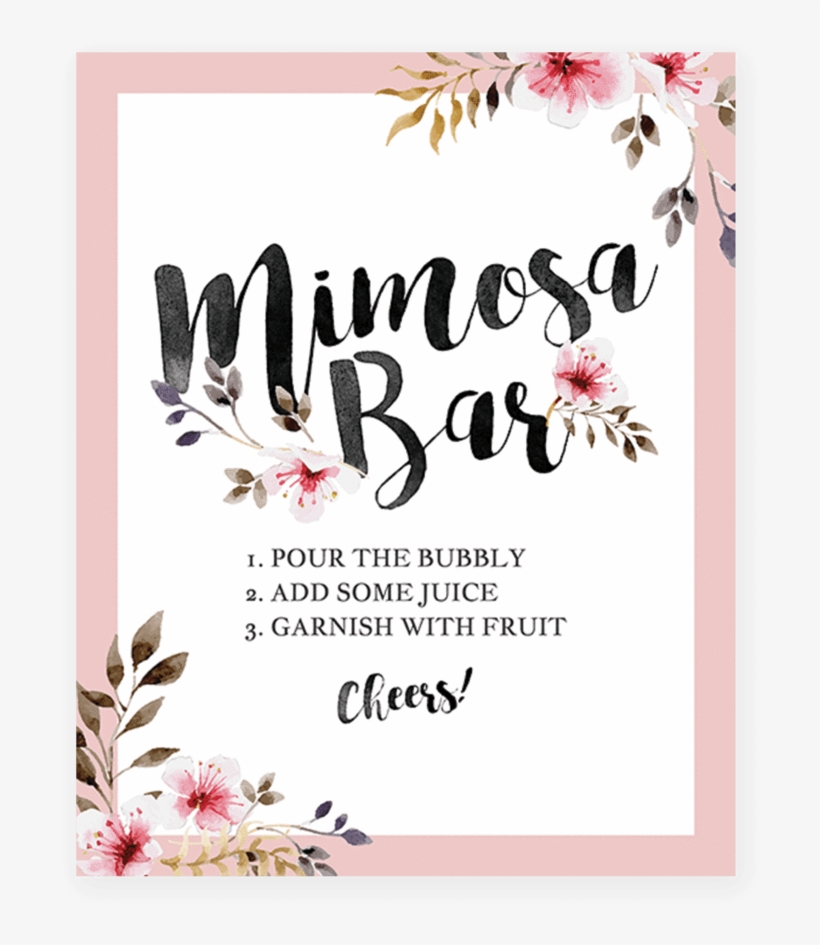 Blush Pink Floral Mimosa Bar Sign Printable By 